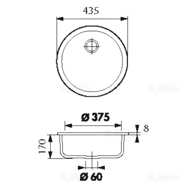 EVIER INOX Ø435 NON PERCE